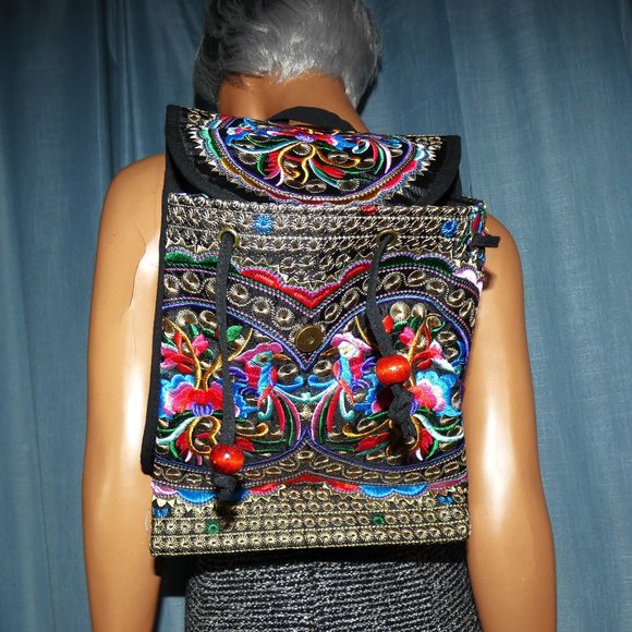 Pretty small lightweight embroidered backpack main image 7